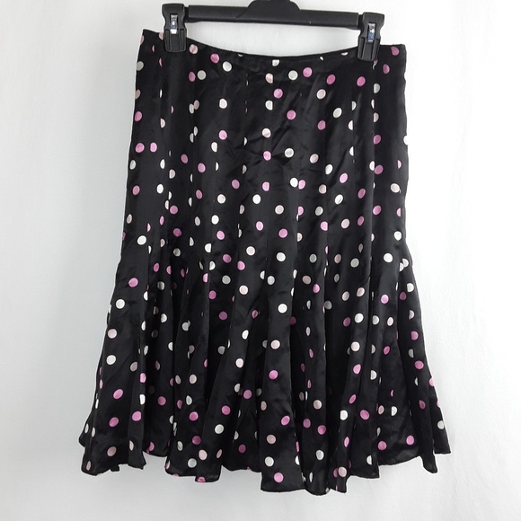 ECI Dresses & Skirts - 100% Silk Pretty Pink & Black Polka Dot Skirt ECI Dresses & Skirts - 100% Silk Pretty Pink & Black Polka Dot Skirt